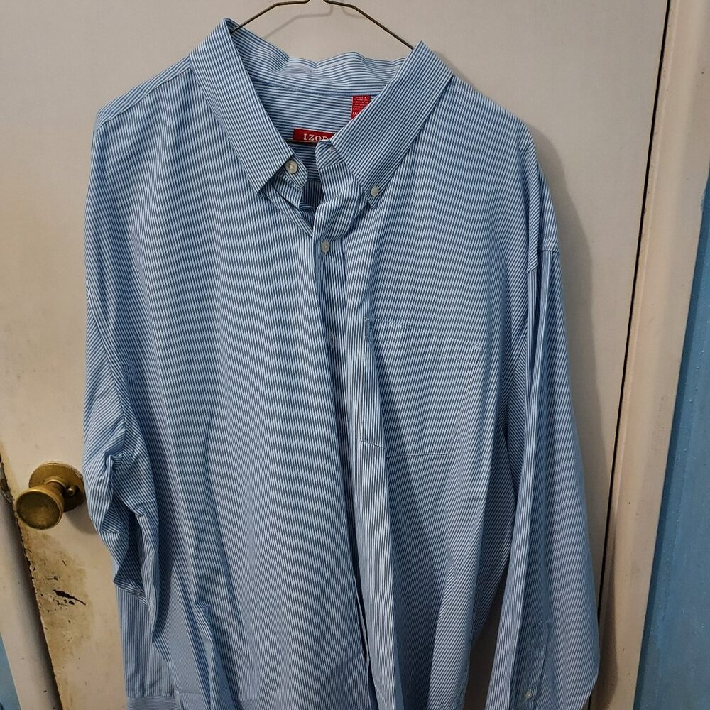 NWT, IZOD Stripe Shirt, L/S, Blue, 2XL